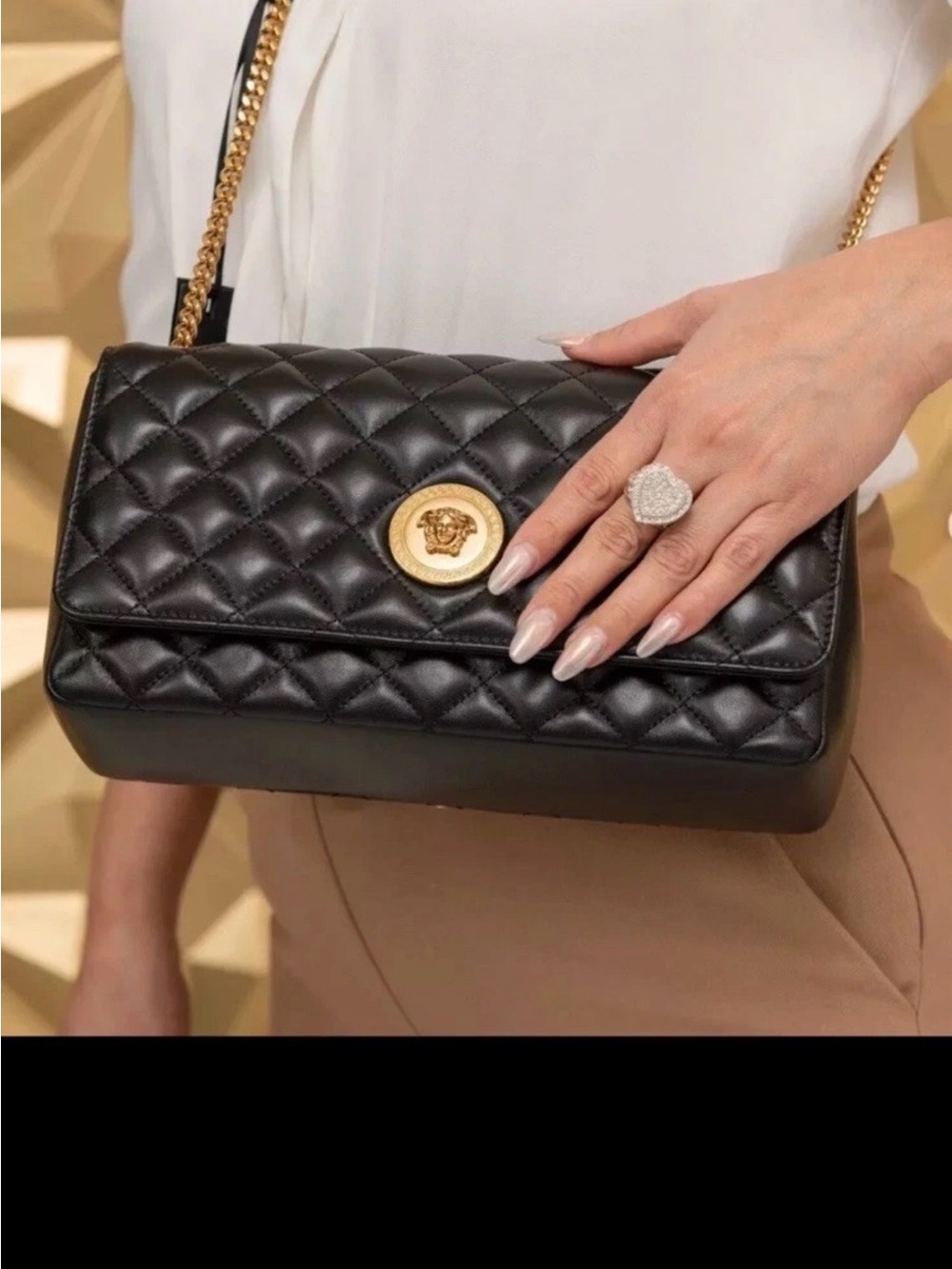 Versace Nappa Quilted La Medusa  Crossbody Black $1800 Hot deal  Authentic